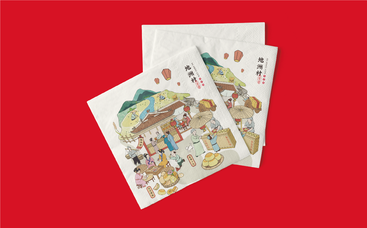 地州村中式糕点品牌全案插画设计