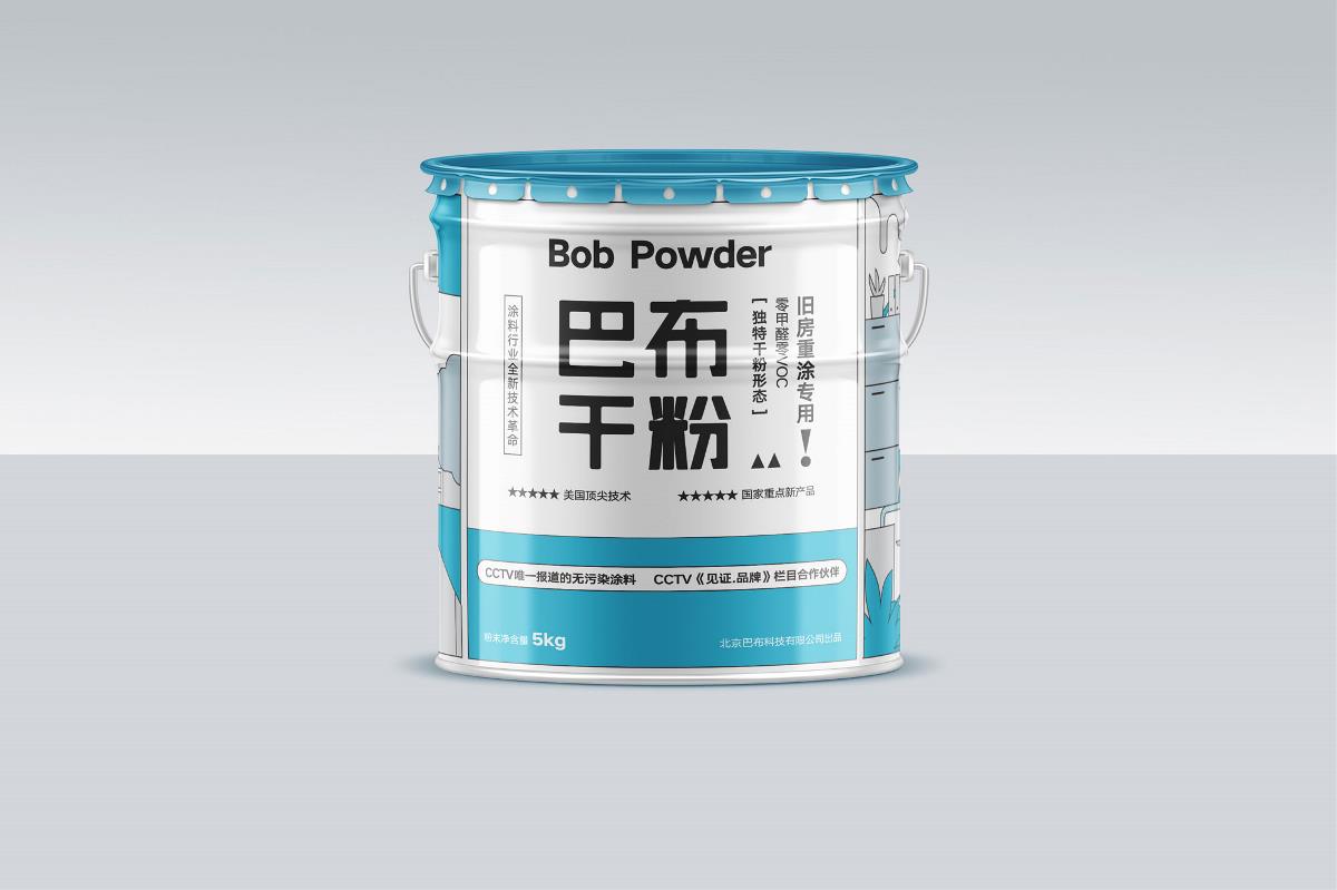西安干粉涂料油漆桶包装设计-巴布干粉品牌设计-厚启设计