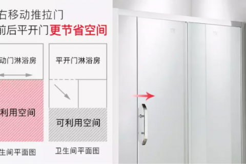 淋浴房三维视频制作简易浴室卫生间干湿分离玻璃门