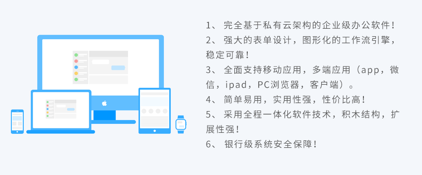 全程云OA（行政办公云） 协同办公、流程审批、行政管理、车辆管理、图书管理、办公用品、费用预算、借款报销、资产管理、档案管理。