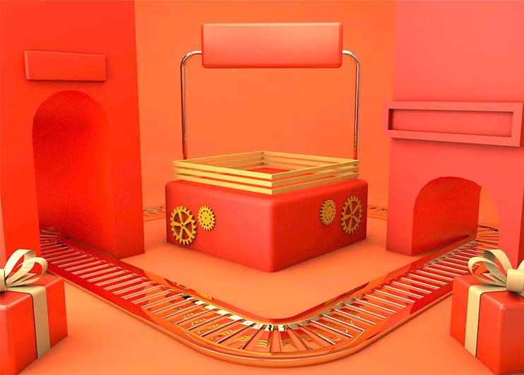 电商促销3D立体场景海报C4D