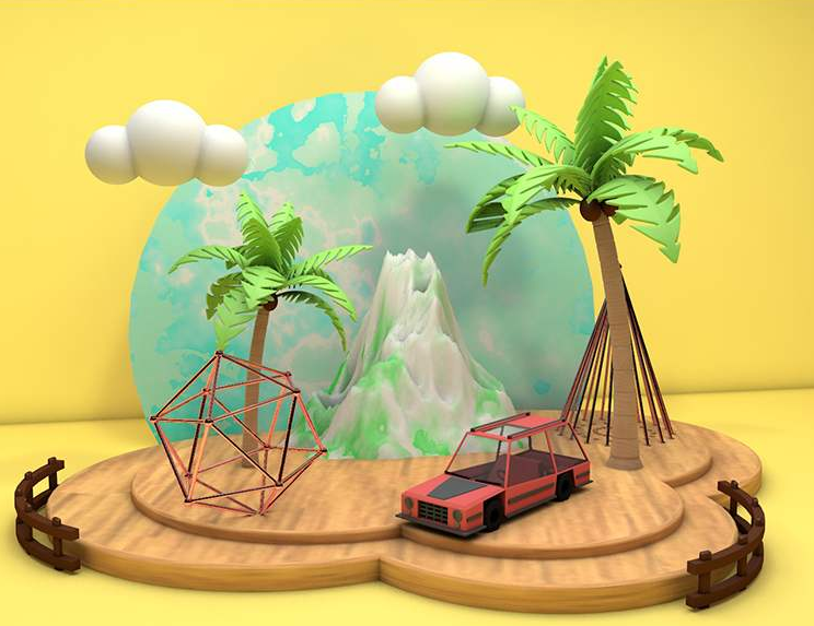 电商促销3D立体场景海报C4D