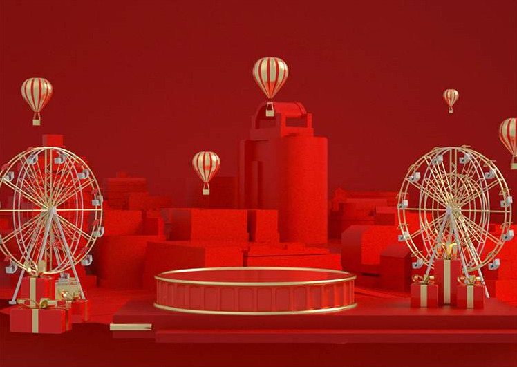电商促销3D立体场景海报C4D