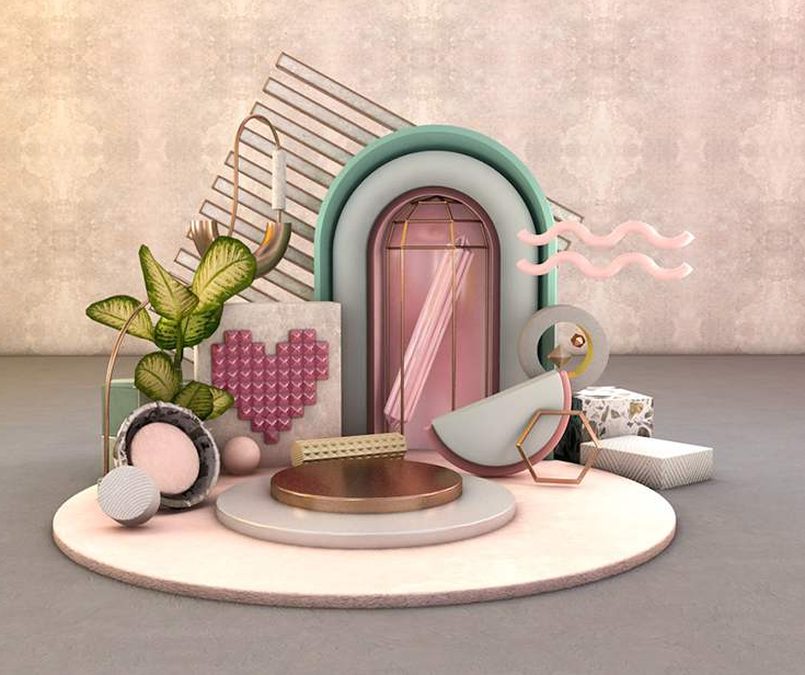 电商促销3D立体场景海报C4D