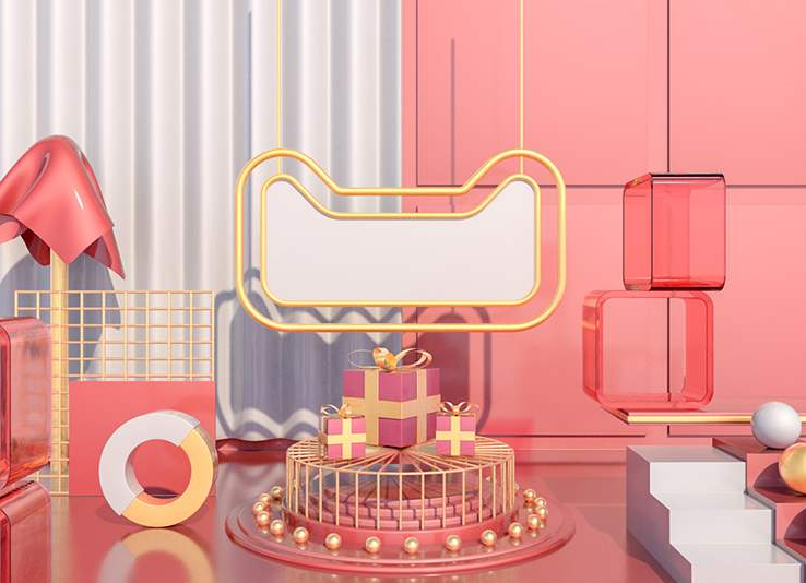 电商促销3D立体场景海报C4D