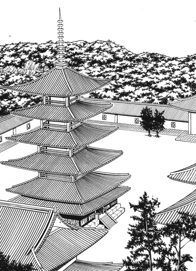 古建筑手绘插画包装插画